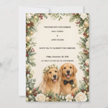 Invitación de boda de perro de agua dorado de Navi