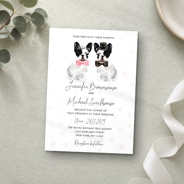 invitación de boda de perro de tema de Bulldog Fra (Subido por el creador)