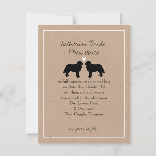 Invitación de boda de perros de montaña berneses (Anverso)