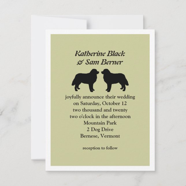 Invitación de boda de perros de montaña berneses (Anverso)