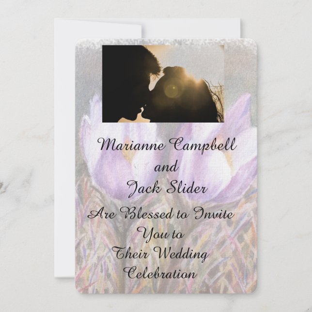 INVITACIÓN DE BODA DE PERSONALIZABLE PURPLE CROCUS (Anverso)