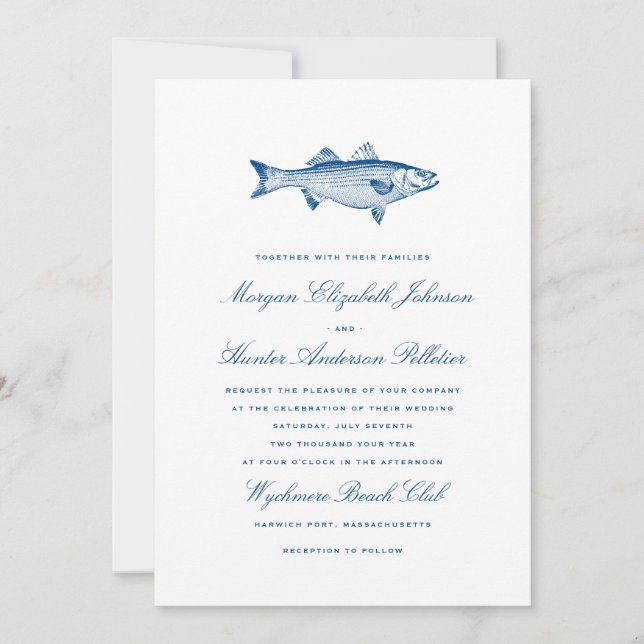 Invitación de boda de pesca | Boda náutica (Anverso)