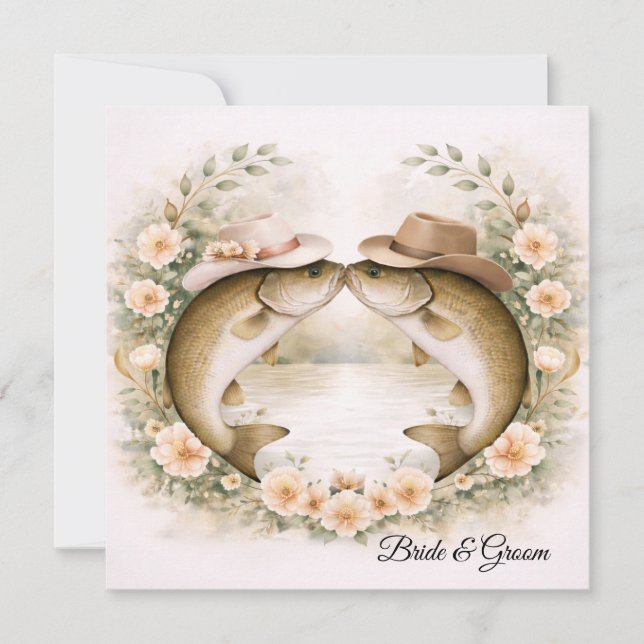 Invitación de Boda de Pesca en Texas Sombrero de V (Anverso)