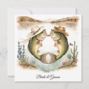 Invitación de Boda de Pesca en Texas Sombrero de V