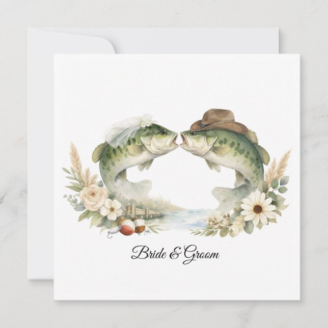 Invitación de Boda de Pesca en Texas Sombrero de V (Anverso)