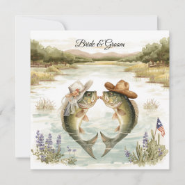 Invitación de Boda de Pesca en Texas Sombrero de V