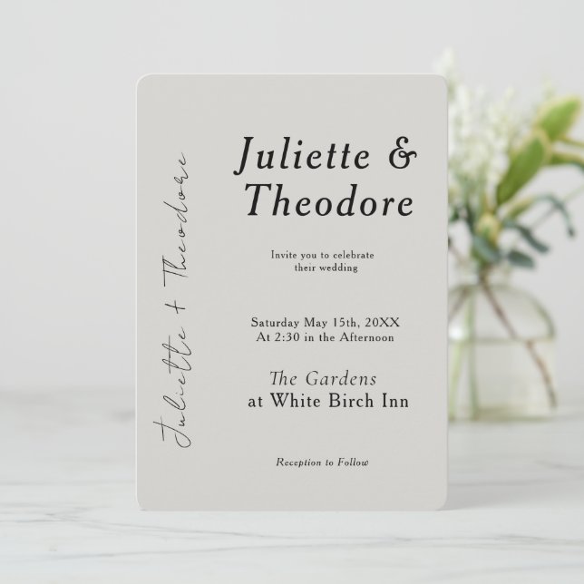 Invitación de boda de piedra elegante (Anverso de pie)