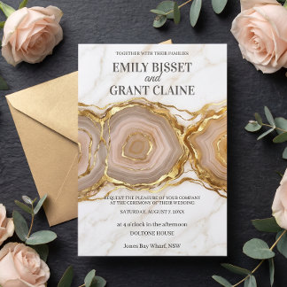 Invitación de boda de piedra mármol ágata