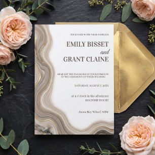 Invitación de boda de piedra mármol ágata