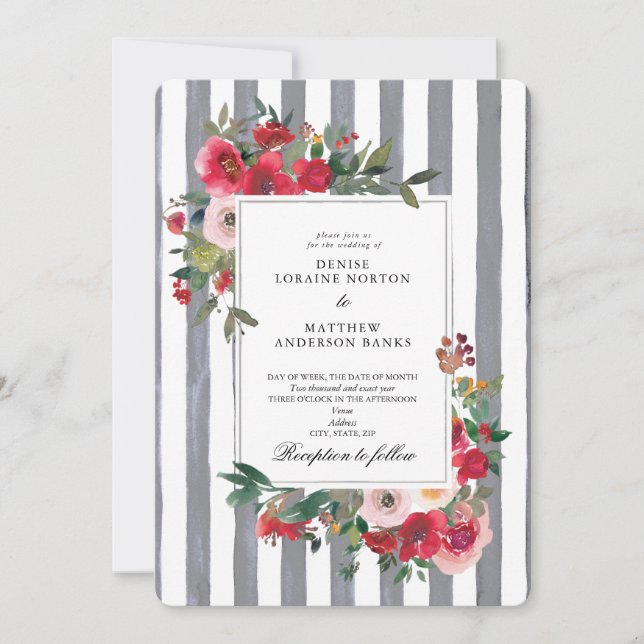 Invitación de boda de piedra tallada de color (Anverso)