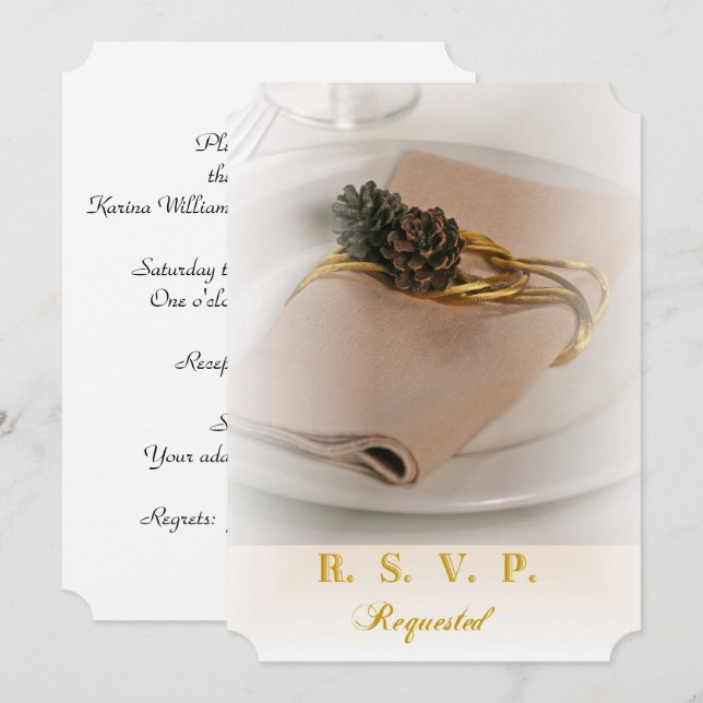 Invitación de boda de piña y servilleta (Anverso / Reverso)