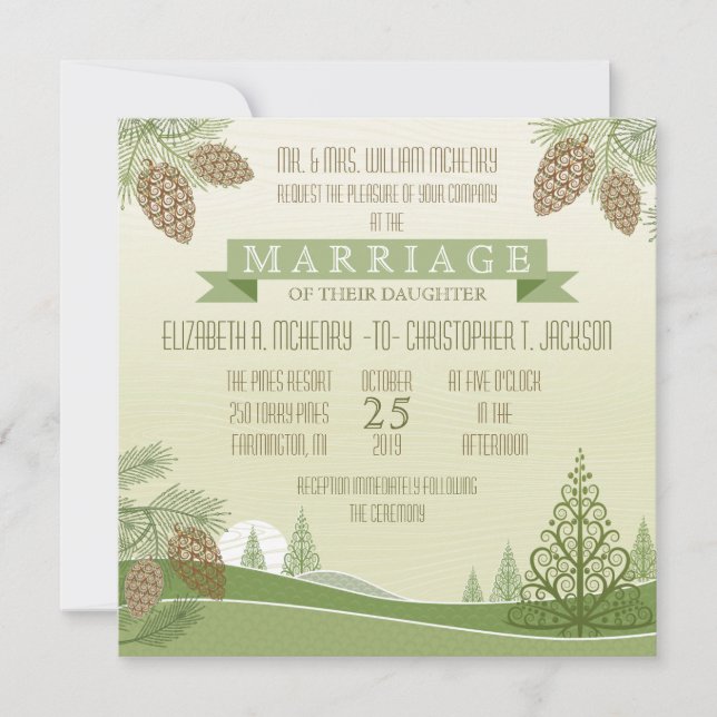 Invitación de boda de piñas (Anverso)