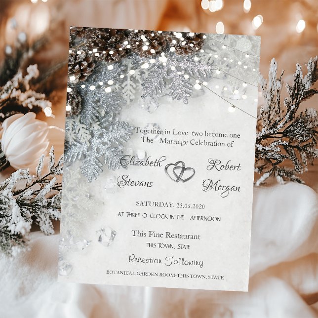 Invitación de boda de piñas y copos de nieve (Subido por el creador)