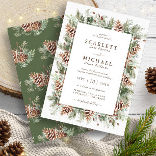 Invitación de boda de pino de invierno