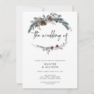 Invitación de boda de pino de invierno