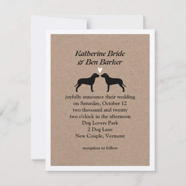 Invitación de Boda de Pit Bulls (Anverso)