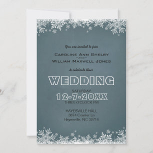Invitación de boda de pizarra de copo de nieve de 