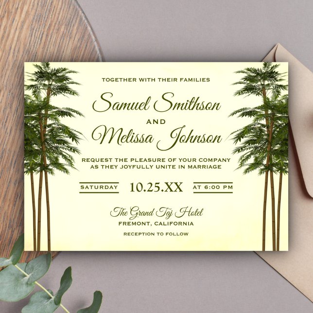 Invitación de boda de planta de bambú elegante vin (Subido por el creador)