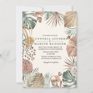 Invitación de boda de planta floral boho