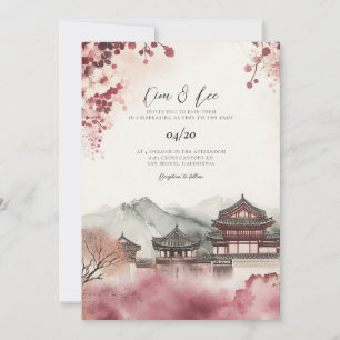Invitación de boda de plantilla tradicional corean