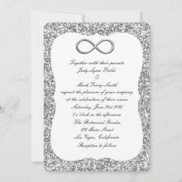 Invitación de boda de plata con brillo infinito