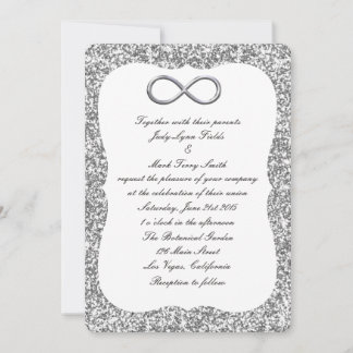 Invitación de boda de plata con brillo infinito