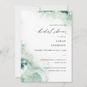 Invitación de boda de plata y ágata verde esmerald