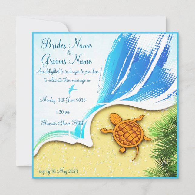 invitación de boda de playa (Anverso)