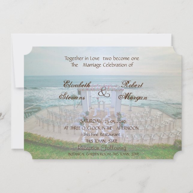 Invitación de Boda de Playa Adorable (Anverso)