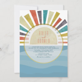Invitación de boda de playa Boho azul