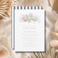 Invitación de boda de playa Caracoles & Campanas d