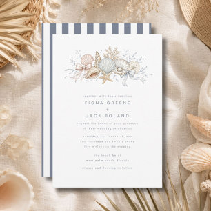 Invitación de boda de playa Caracoles & Campanas d