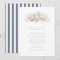 Invitación de boda de playa Caracoles & Campanas d