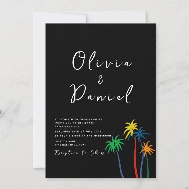 Invitación de boda de playa chic moderna (Anverso)