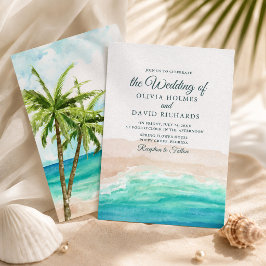 Invitación de boda de playa con acuarela costera o