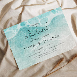 Invitación de boda de playa con acuarela de marea