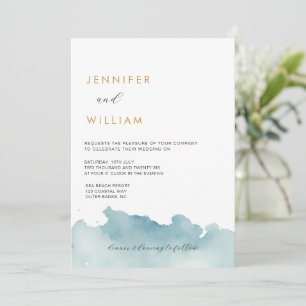 Invitación de boda de playa con acuarela moderna