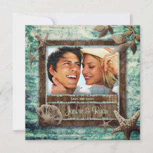 Invitación de boda de playa con conchas marinas ve