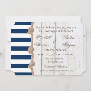 Invitación de boda de playa con cuerda de marina,