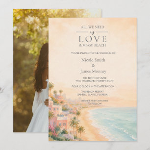 Invitación de Boda de Playa con Foto de Destino en