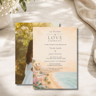 Invitación de Boda de Playa con Foto de Destino en