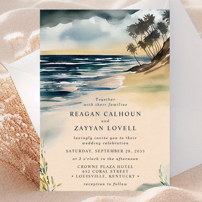 Invitación de Boda de Playa con Palma al Agua Acua (Subido por el creador)