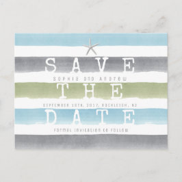 Invitación de boda de playa con rayas de acuarela