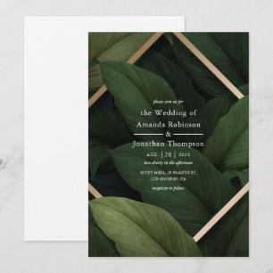 Invitación de boda de playa con vegetación tropica