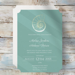 invitación de boda de playa con vidrio de mar mode