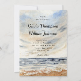 Invitación de boda de playa costera con acuarela