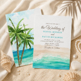 Invitación de boda de playa costera con acuarela