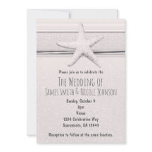 Invitación de boda de playa de estrella de mar clá