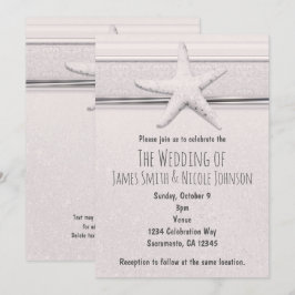 Invitación de boda de playa de estrella de mar clá