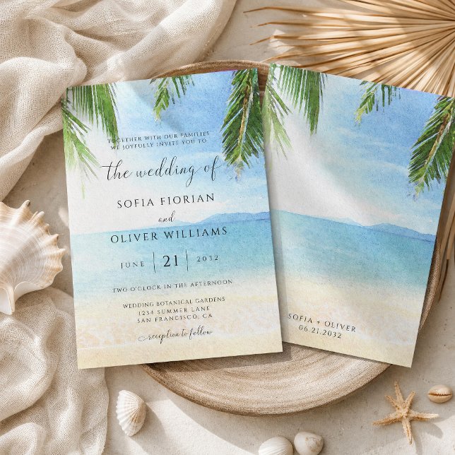 Invitación de boda de playa de isla tropical con p (Subido por el creador)